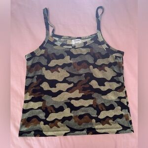 Y2K Velvet Camo Print Camisole Top